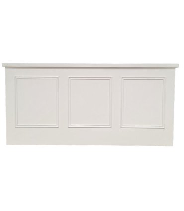 White folding sideboard with moldings, 190 cm long, available for rent from 126 Events