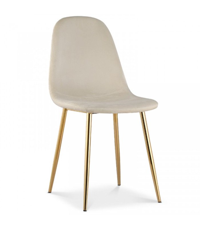 Beige velvet chair with gold legs