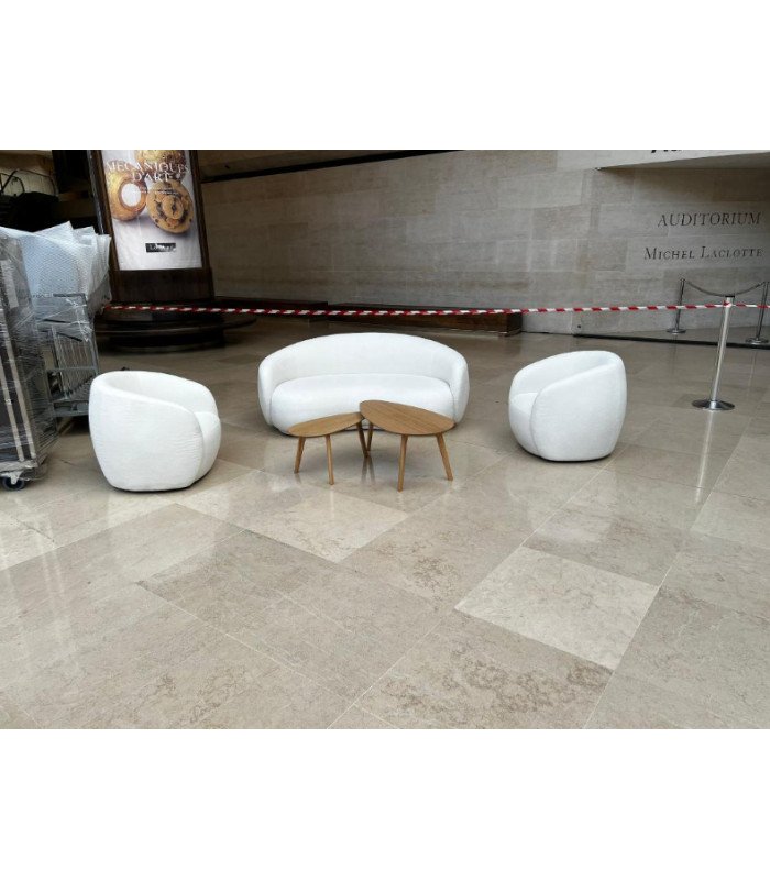 Photo of the Cocoon package consisting of two armchairs and one sofa at an event, rented by 126 Events.