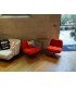 Orange swivel armchair