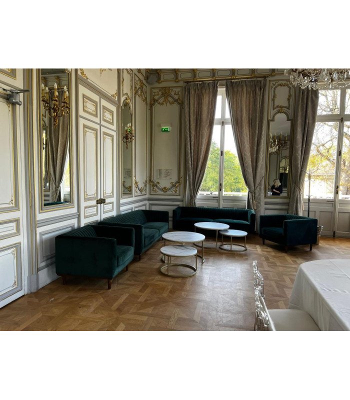 Location canapé 2 places en velours vert Dan L 173 cm