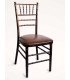 Mahogany Chiavari chair with brown faux leather cushion for weddings and receptions