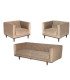 photo du Pack canapé 3 places et 2 fauteuils Dan beige à louer sur un fond blanc, mobilier en location par 126 Events