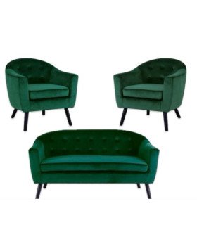 Pack canapé 3 places et 2 fauteuils scandinave vert