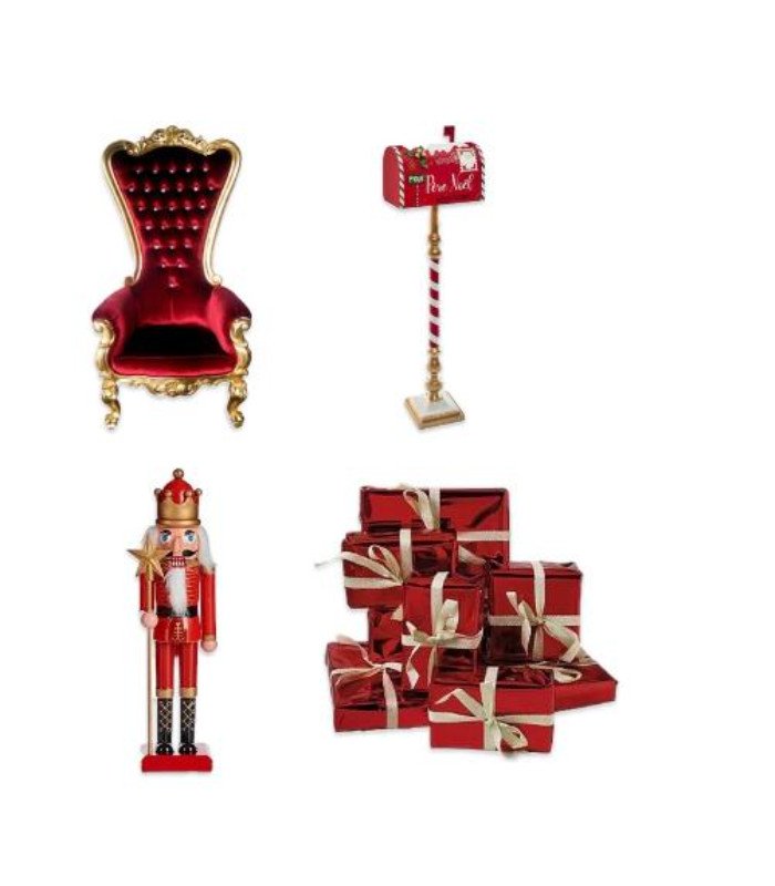 Pack Père Noël avec trône rouge et décoration de Noël