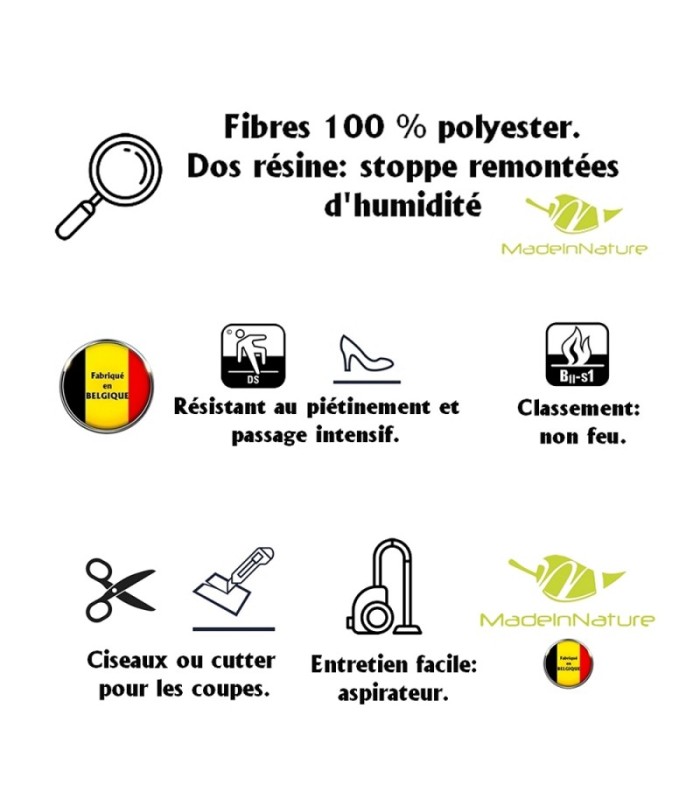 Moquette filmée vert sapin 2 mètres de large adhésif sol délicat