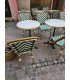 Chaise bistrot tressée vert et blanche