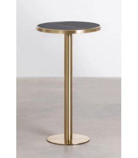 location table haute mange debout style gatsby plateau marbre noir