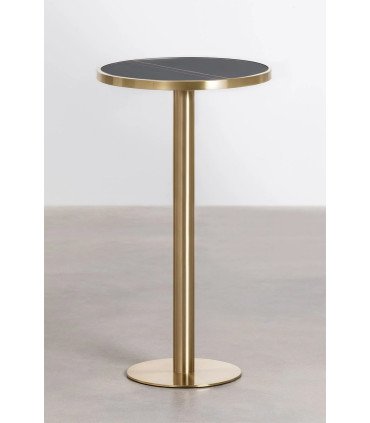 location table haute mange debout style gatsby plateau marbre noir