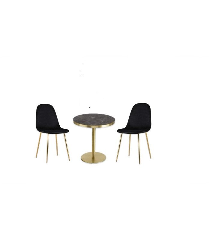 Rental package: 2 black velvet shell chairs and Gatsby side table