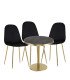 Rental of black velvet table and chair set with gold legs on a white background, available for hire from 126 Events.