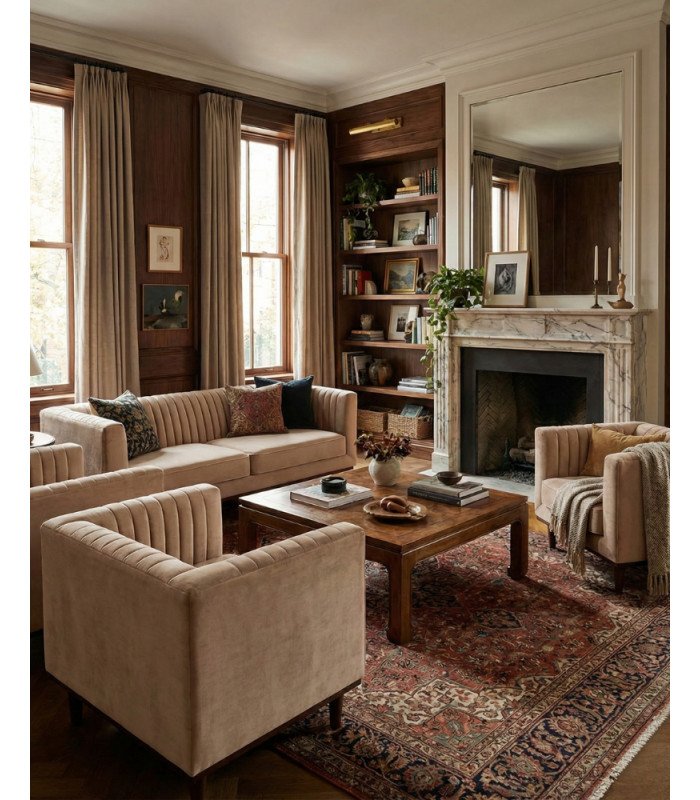 Photo of the Dan beige 3-seater sofa and 2 armchairs available for rent for a seminar, furniture rental by 126 Events
