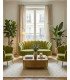 Olive-green shell furniture set installed in a Parisian living room