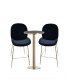 Pack 2 black velvet high stools and stand-up table