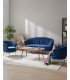 Blue shell furniture set with a rug and coffee table in a lounge area