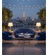 Blue shell furniture set on a Parisian terrace