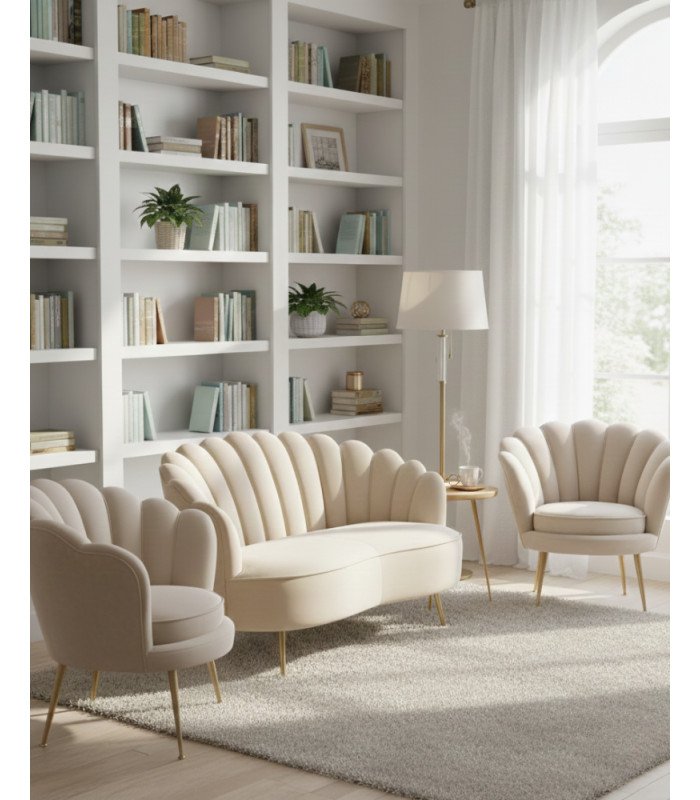 Rental pack beige shell sofa