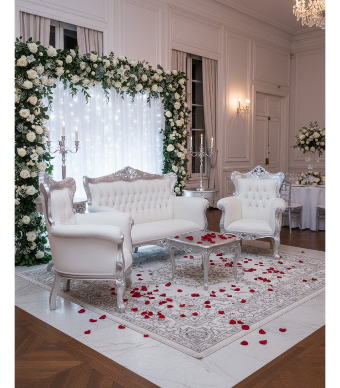 Pack mobilier de mariage blanc 2 places