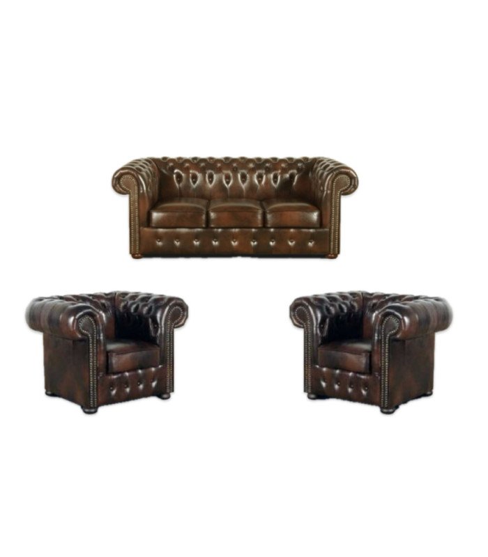 Pack Chesterfield Cuir Marron en location par location Mobilier Paris