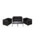 Black faux leather sofa set and coffee table