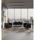 Black faux leather sofa set and coffee table