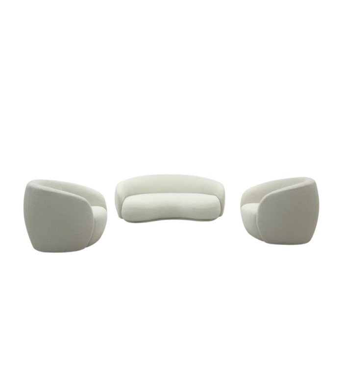 Pack Cocoon 2 armchairs and 1 sofa in white fabric
