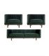 Photo of the Dan green sofa and armchair set on a white background, available for rent from 126 Events.
