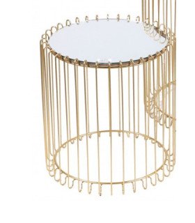 location table basse filaire dorée plateau miroir