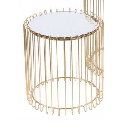 location table basse filaire dorée plateau miroir