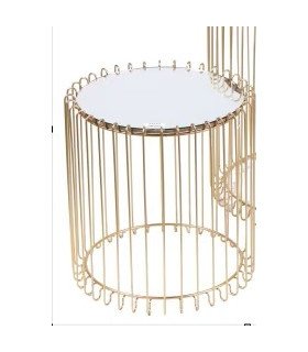 Location table basse filaire métal or et plateau miroir mobilier événementiel Paris