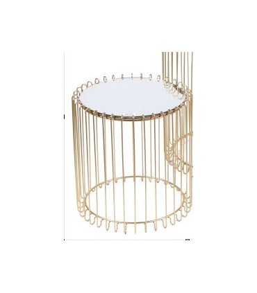 Location table basse filaire métal or et plateau miroir mobilier événementiel Paris