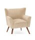 Fauteuil wayne en velours beige et pieds en bois
