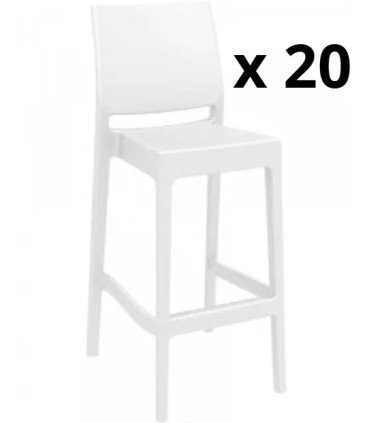 White plastic bar stool for rent in Paris or the Ile de France region