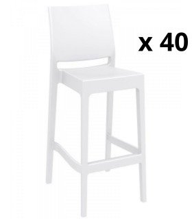 Location pack de 40 tabourets haut Trix blanc pour foire et salon