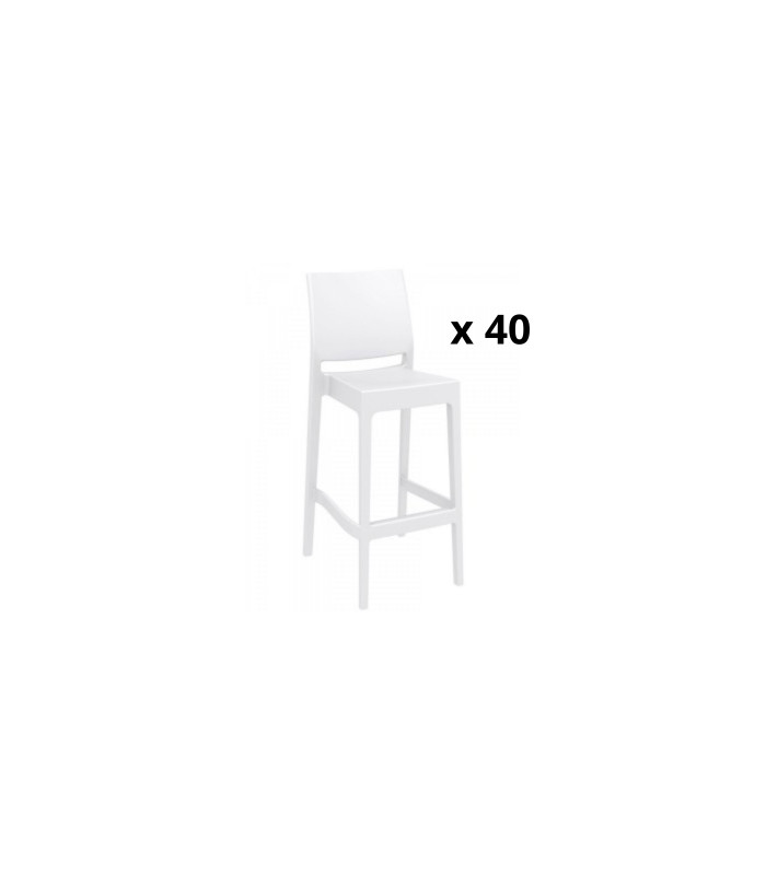 Rental of a pack of 40 white Trix high stools for trade fairs and exhibitions