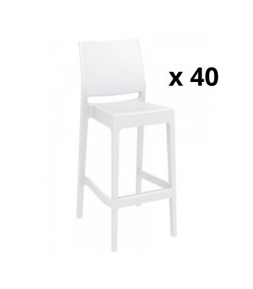 Rental of a pack of 40 white Trix high stools for trade fairs and exhibitions