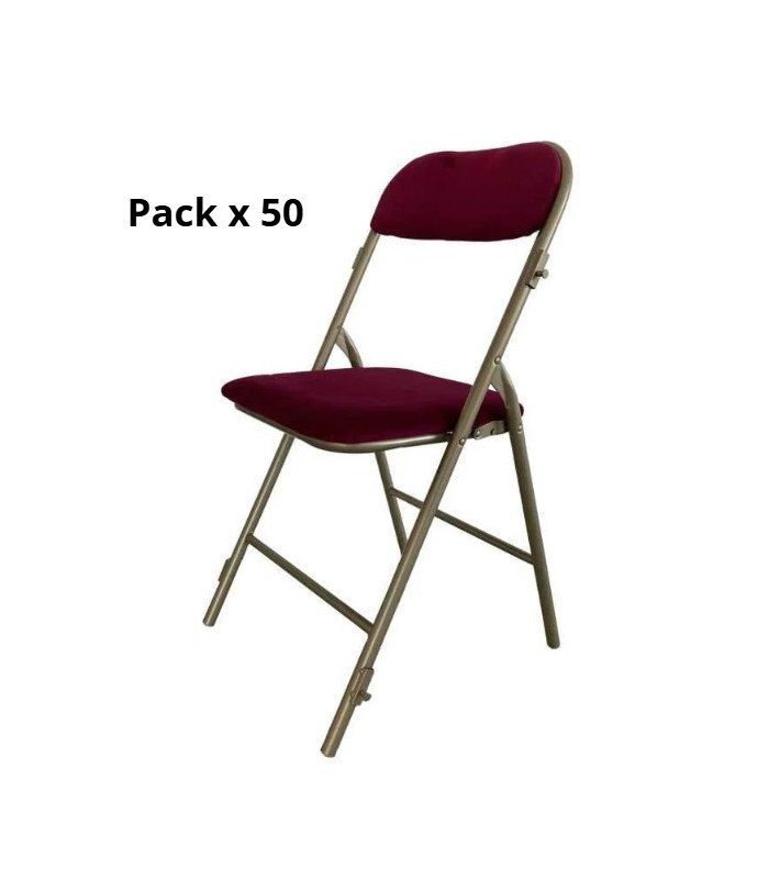 Pack de chaises pliantes dorées et velours rouge ignifugé m1 ile de France