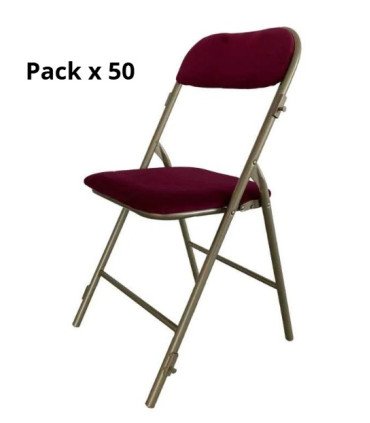 Pack de chaises pliantes dorées et velours rouge ignifugé m1 ile de France