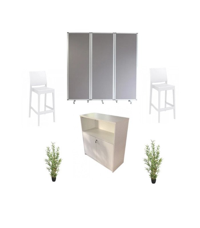 Pack Salon avec banque d'accueil blanche