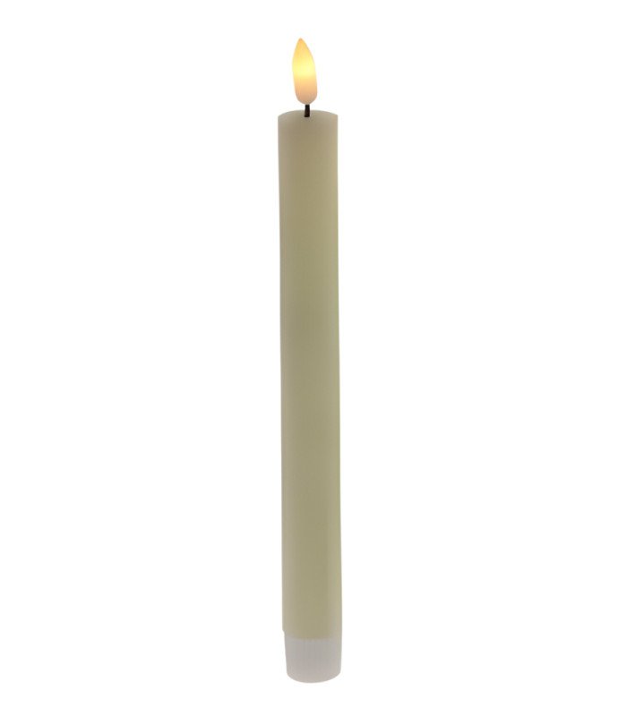 Bougie à led couleur crème 24,5 cm en cire véritable sur fond blanc pour décoration événementielle intérieure