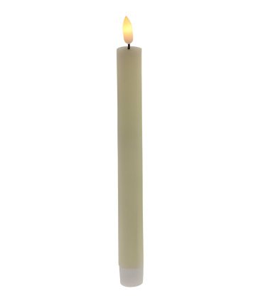 Bougie à led couleur crème 24,5 cm en cire véritable sur fond blanc pour décoration événementielle intérieure