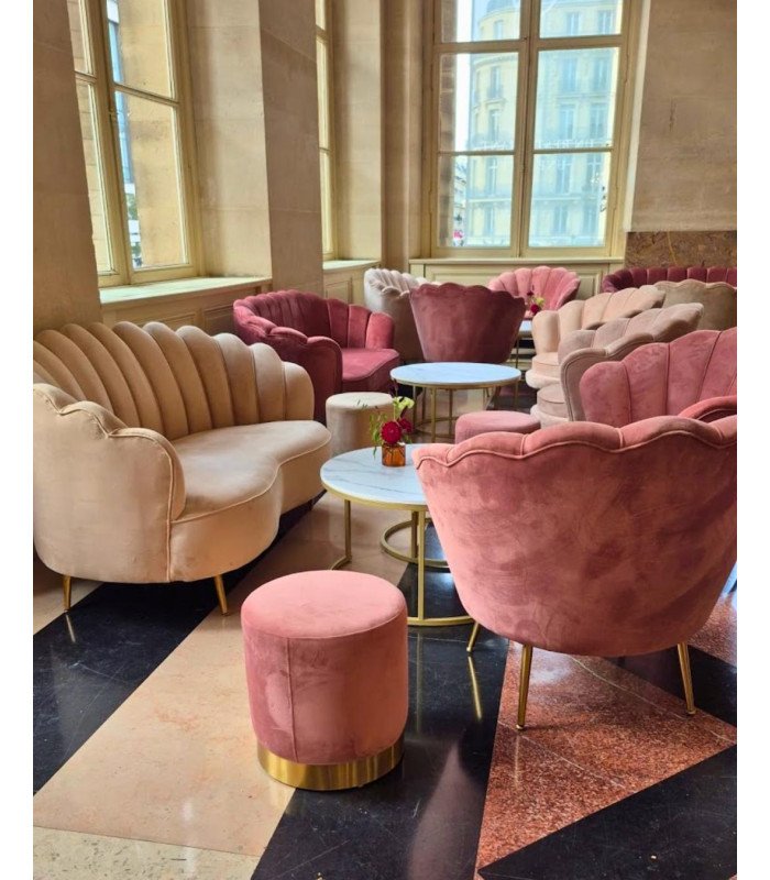 2-seater powder pink velvet sofa L 167 cm