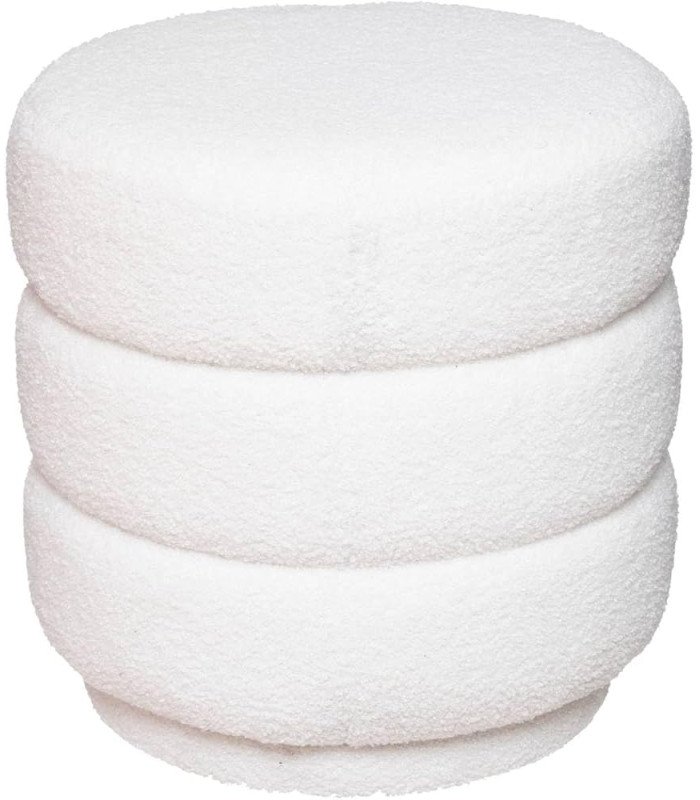 location pouf blanc rond en tissu bouclette