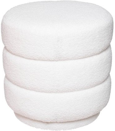 location pouf blanc rond en tissu bouclette