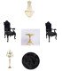 Palais Royal Black Baroque Armchair Set