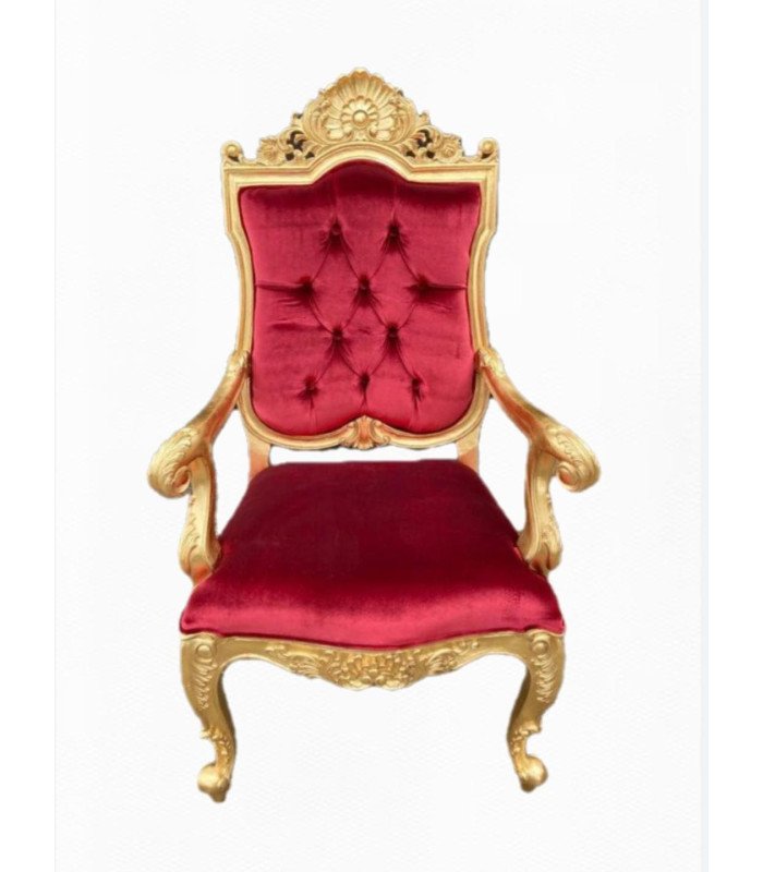 Golden throne armchair with red velvet
