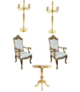 Palais Royal Gold and White Armchair Set