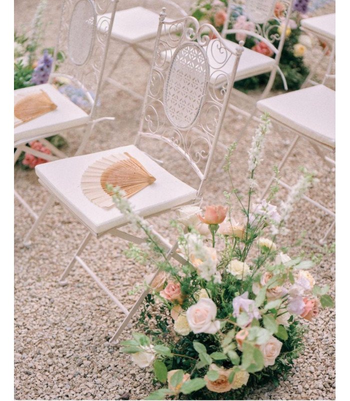 Fontainebleau white wrought-iron folding chair