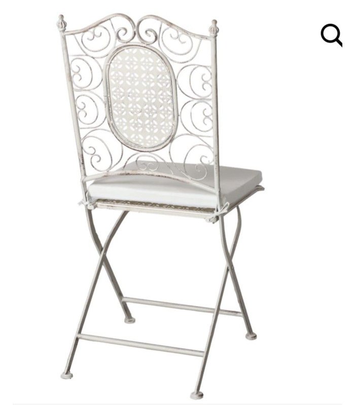 Fontainebleau white wrought-iron folding chair