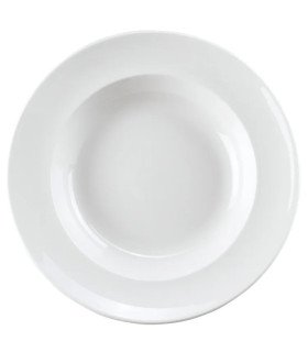 Assiette creuse de présentation blanche en porcelaine